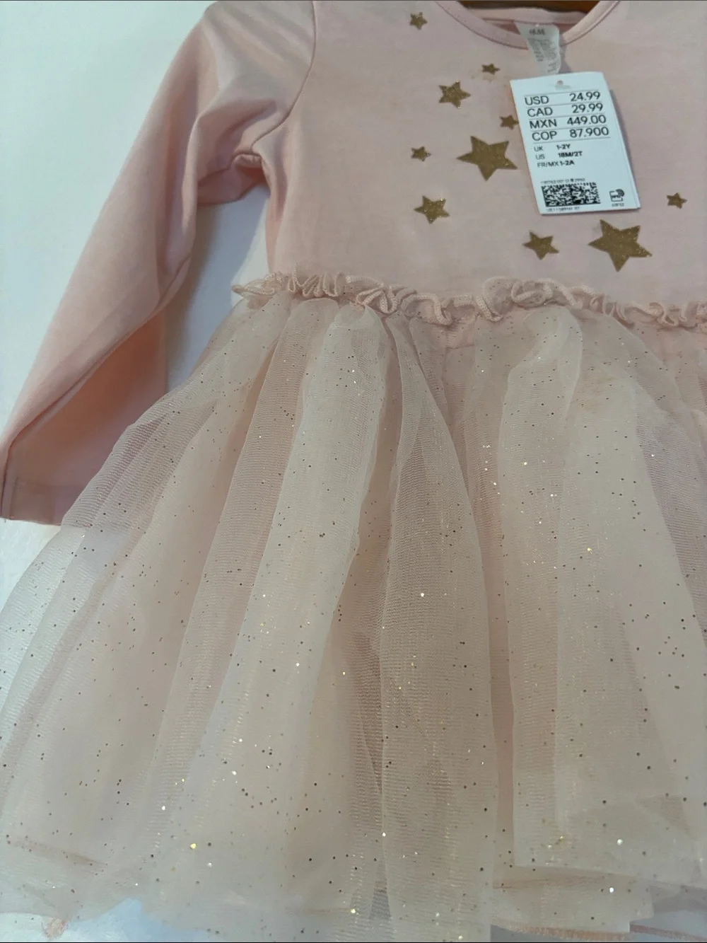 H&M Blush Pink Sparkle Star Tulle Dress